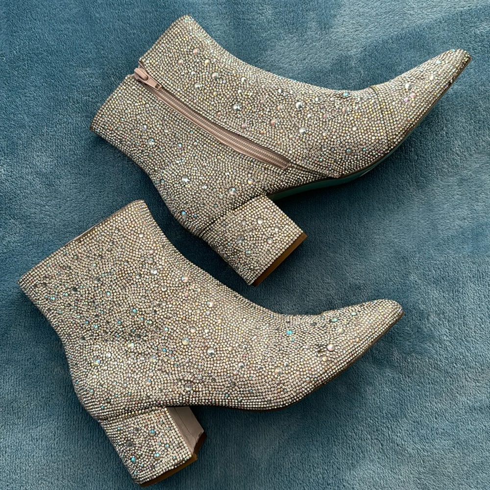 Betsey Johnson Kyla Sparkly Rhinestone Boots